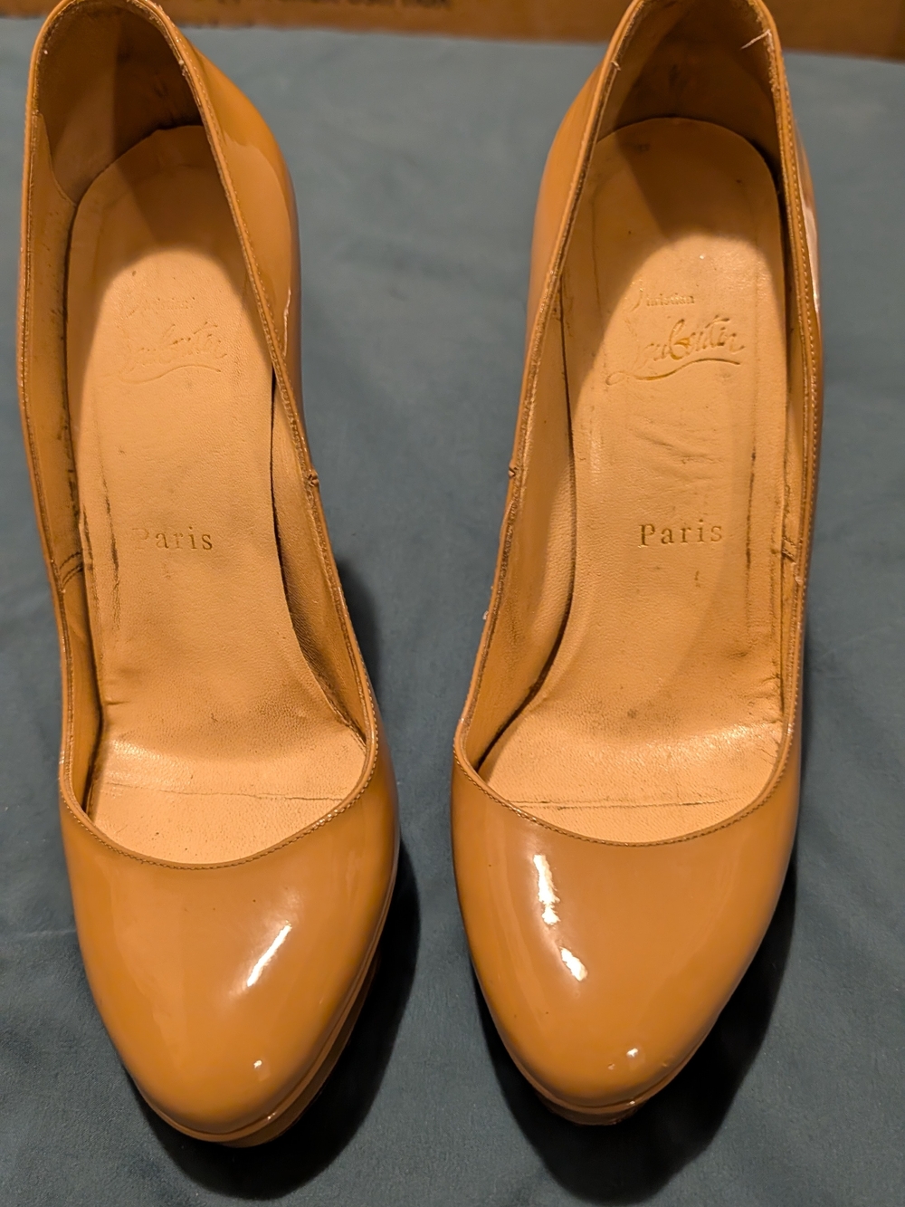 Christian Louboutin Nude Patent Leather Round-Toe Pumps